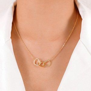Gold Colored Triple Heart Necklace